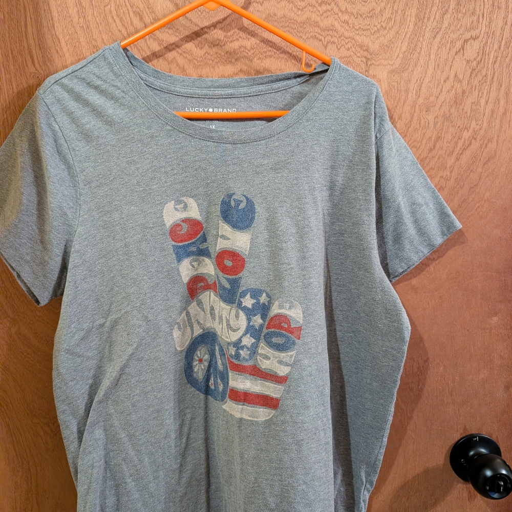 Lucky Brand Gray American Peace Tee